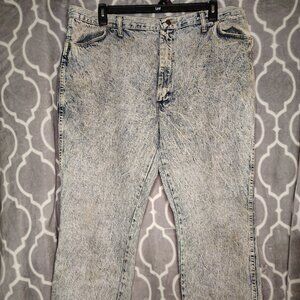 VTG Mens Rustler Denim Blue Jeans Acid Wash 80s 90s Retro Cowboy Made USA ?40x32